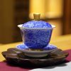 Premium Hand-Painted Tea Ware • Exquisite Landscape Jump-Cut Cup • Tea Tasting Gongfu Tea Cup • Jingdezhen Hand-Painted Blue and White Porcelain