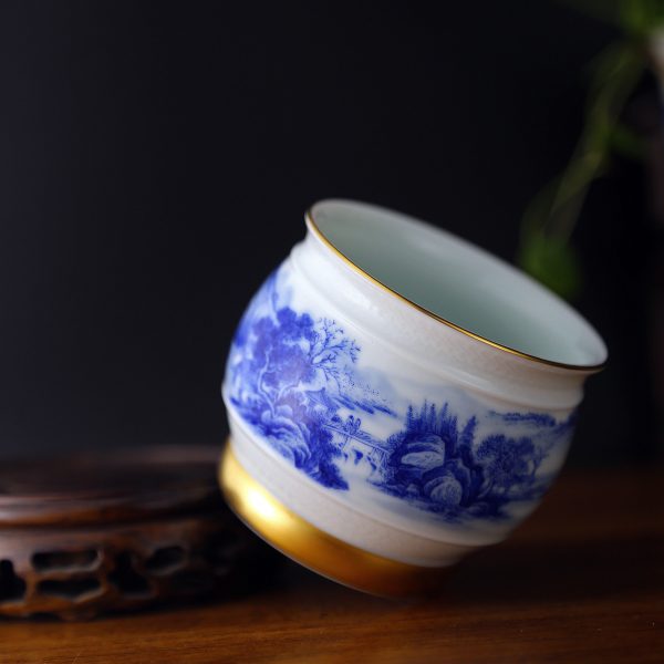5bd1b785d193a0bc29aa11d95d75fce61275e4ff2e8da3dcb35242917fa65859 Premium Hand-Painted Landscape Tea Cup • Master Tea Cup • Gongfu Tea Ware • Jingdezhen Hand-Painted Blue and White Porcelain
