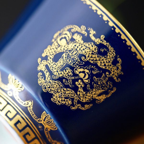 Premium Hand-Painted Tea Ware • High-Temperature Color Glaze • Ji Blue with Pure Gold Painted Dragon Cup • Jingdezhen Porcelain