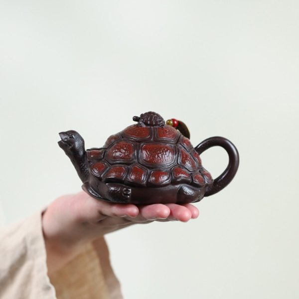 EWXZ003_3 Yixing Purple Clay Turtle Teapot