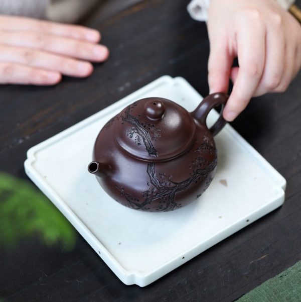EWXZ004_3 Yixing Purple Clay Plum Blossom Teapot