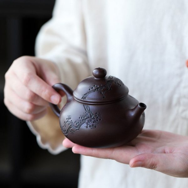 EWXZ004_4 Yixing Purple Clay Plum Blossom Teapot