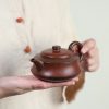 EWXZ006_3 Yixing Purple Clay Boat Teapot