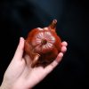 EWXZ007_3 Yixing Purple Clay Vine Pumpkin Teapot