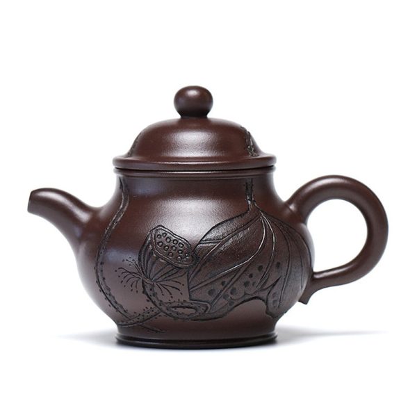 EWXZ010_1 Yixing Purple Clay Lotus Teapot