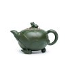 TTZZ020_1 Yixing Green Clay Lotus And Frog Teapot