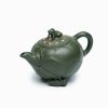 TTZZ020_2 Yixing Green Clay Lotus And Frog Teapot