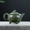 TTZZ020_3 Yixing Green Clay Lotus And Frog Teapot