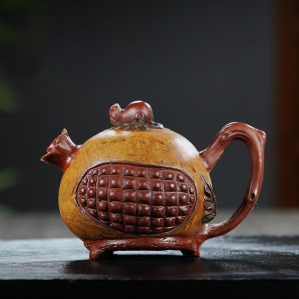 TTZZ023_2 Yixing Red Clay Pomegranate Teapot