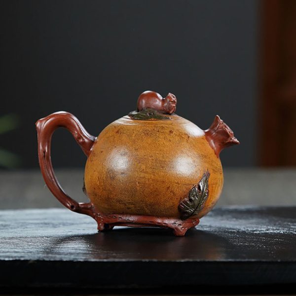 TTZZ023_3 Yixing Red Clay Pomegranate Teapot