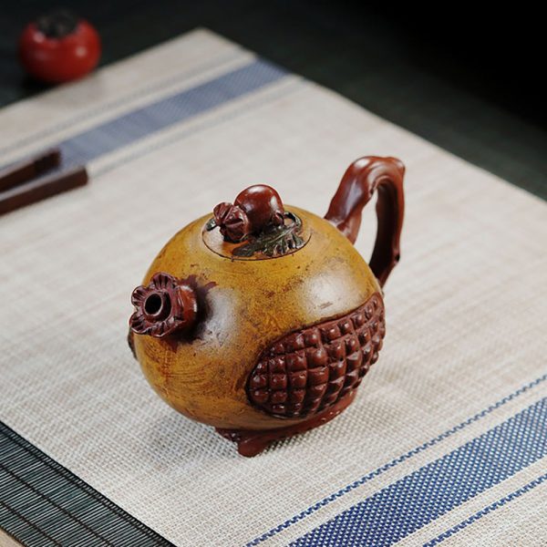 TTZZ023_4 Yixing Red Clay Pomegranate Teapot
