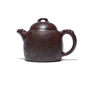 TTZZ030_1 Yixing Purple Clay Qinquan Dragon Teapot