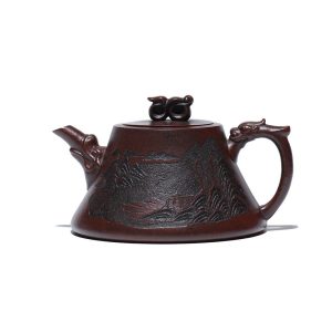TTZZ031_1 Yixing Purple Clay Landscape Ruyi Teapot