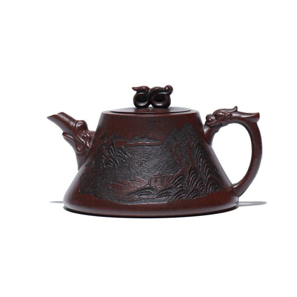 TTZZ031_1 Yixing Purple Clay Landscape Ruyi Teapot