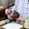 UMZS005-014 Yixing Square Dragon Purple Clay Teapot