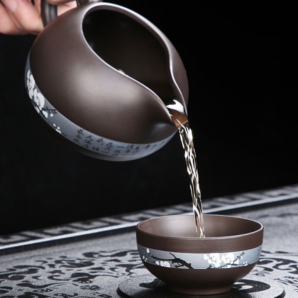 XSZSB84-07 Yixing Purple Clay Winter Plum Tea Set