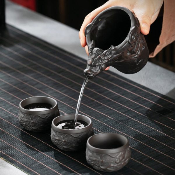 XZ24017_03 Yixing Purple Clay Dragon Tea Set