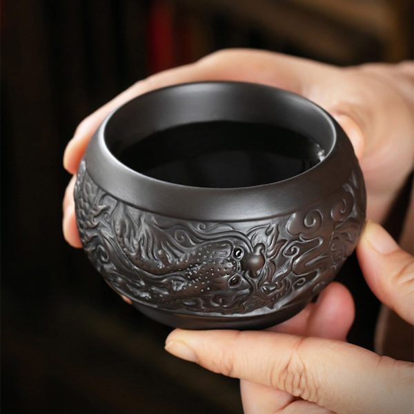 XZ24017_06 Yixing Purple Clay Dragon Tea Set