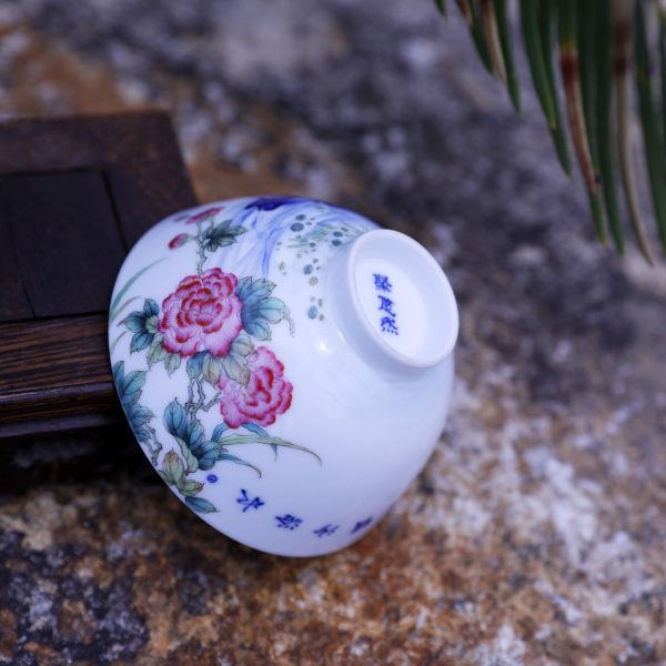 d54ff4ee936b9931ae5430afd62583389e8f8c4f0714d65efdd7fbdd50926bc2 Exquisite Doucai Mandarin Duck & Hibiscus Tea Cup • Jingdezhen Blue and White Porcelain • Luxury Gongfu Tea Ware