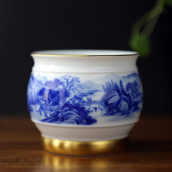 deccfed485c5232331ab6937d53f1dc211b3453d3fac14d409e32c61695c9822 Premium Hand-Painted Landscape Tea Cup • Master Tea Cup • Gongfu Tea Ware • Jingdezhen Hand-Painted Blue and White Porcelain